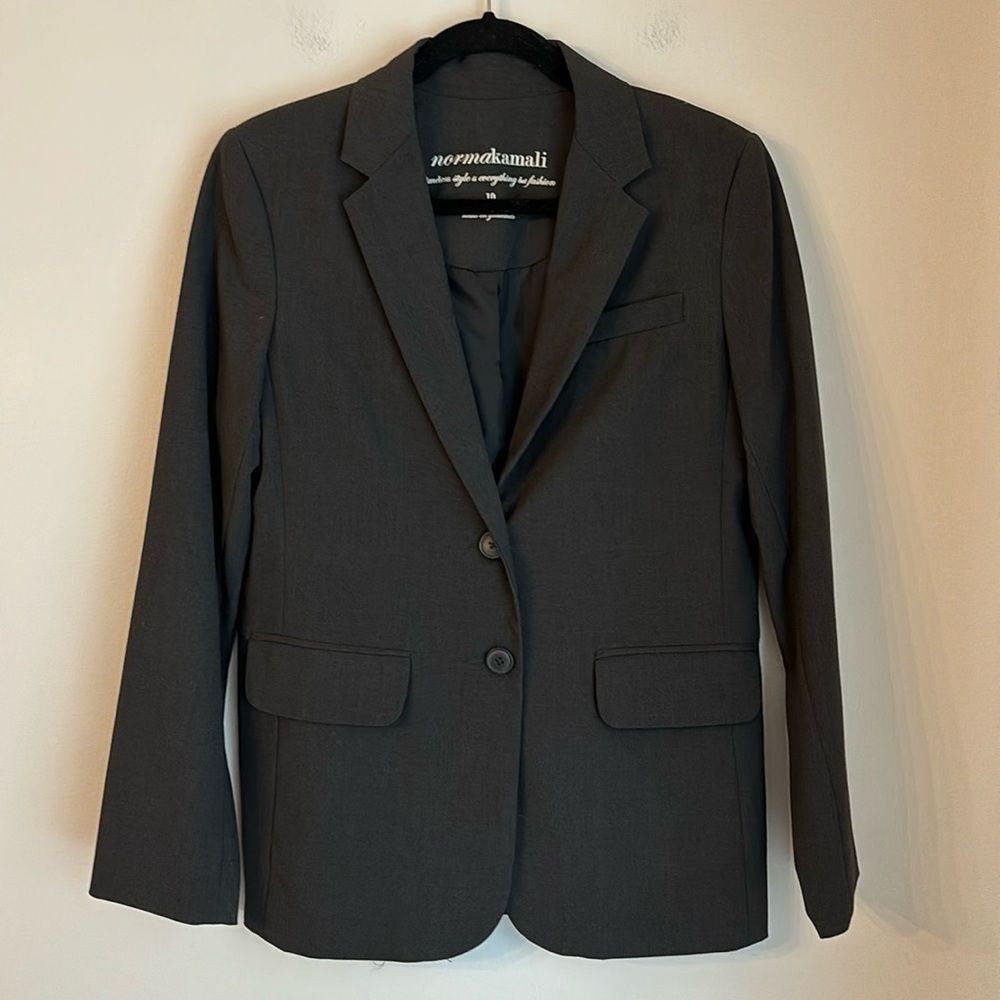Norma Kamala Women’s charcoal gray suit jacket blazer office professional 10 EUC